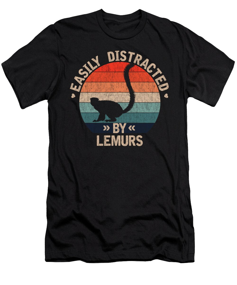 Easily Distracted By Lemurs Pet Lover Deon Du Plessis Art T-Shirt