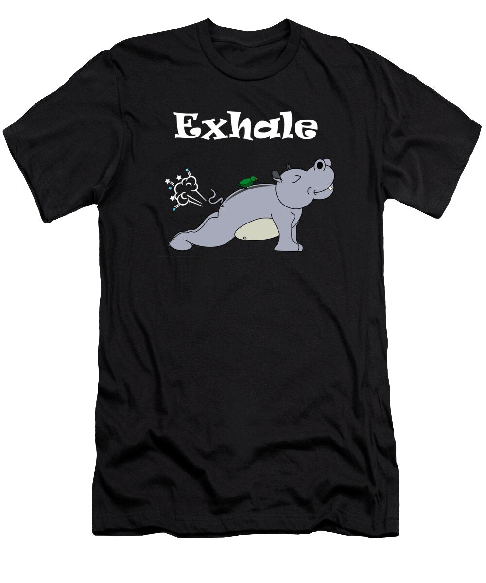 Exhale Yoga Hippo Cute Hippos Funny Hippopotamus White Henry B T-Shirt