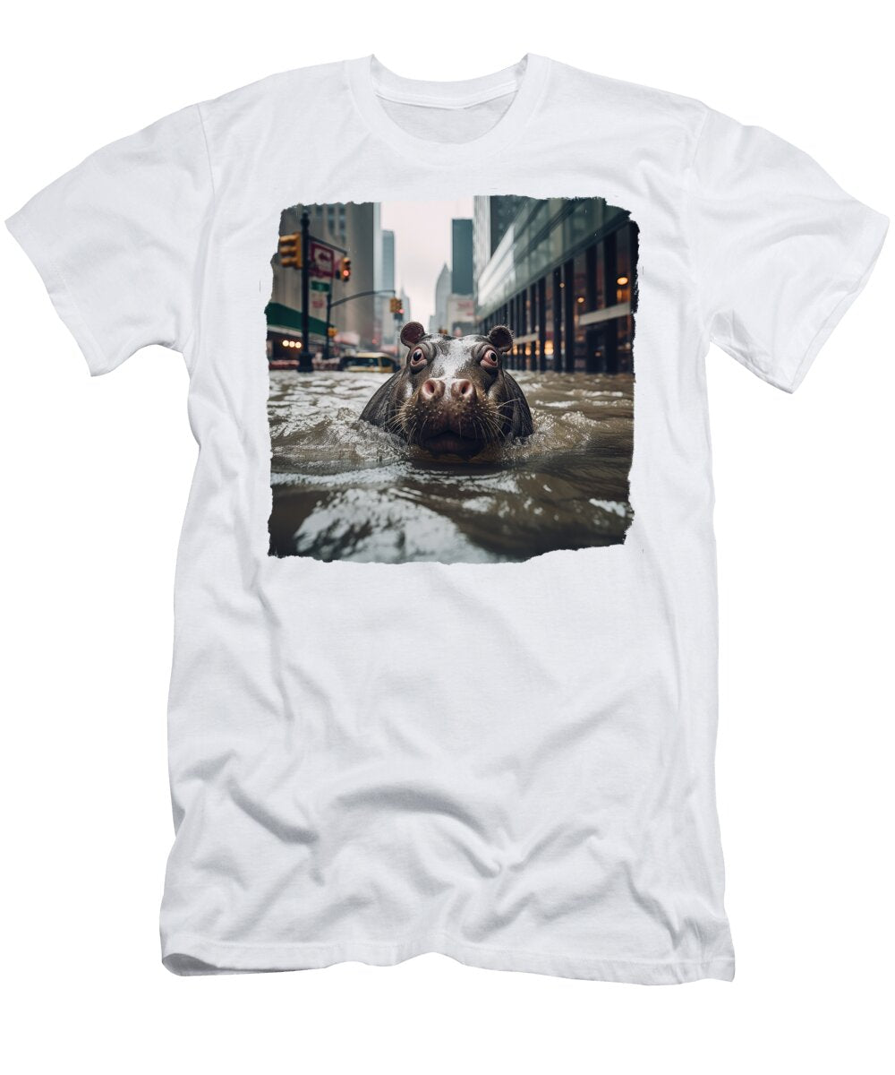 Hippo in New York Flood Elisabeth Lucas T-Shirt