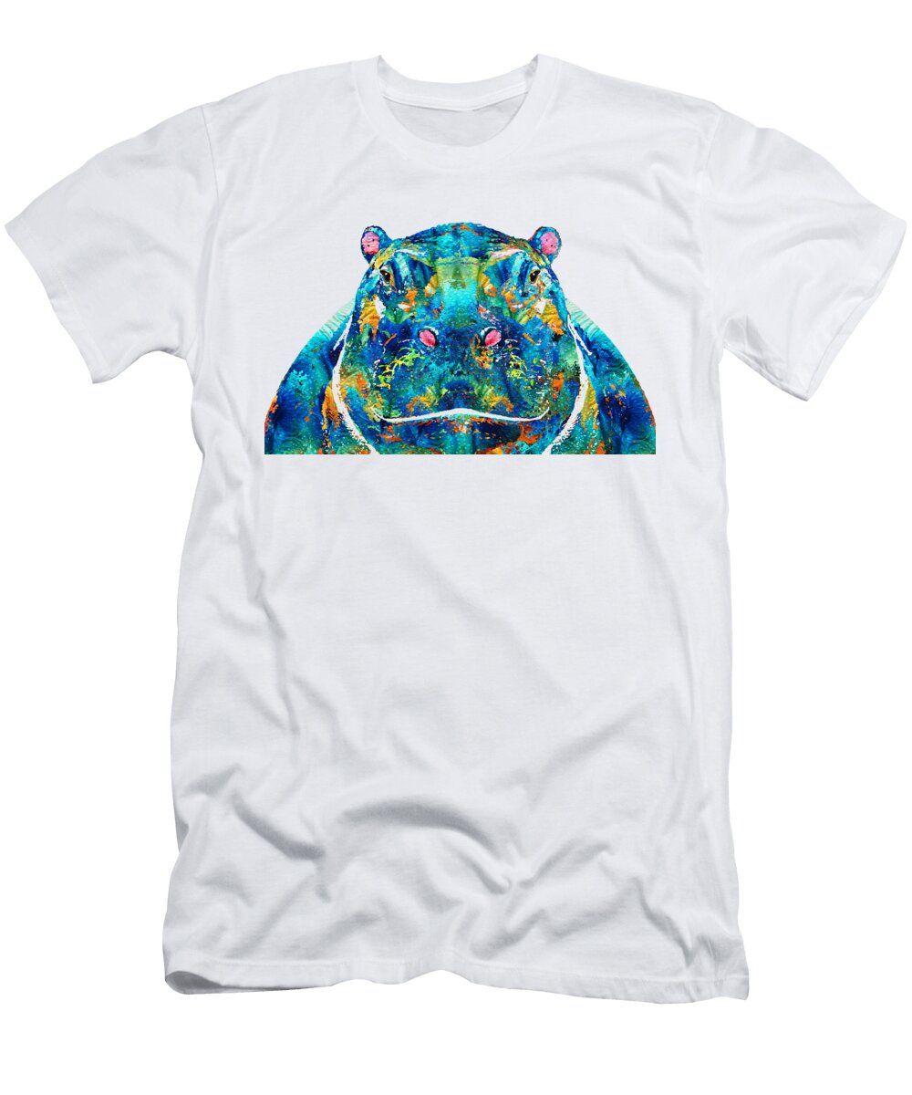 Hippopotamus Art Happy Hippo By Sharon Cummings Sharon Cummings T-Shirt