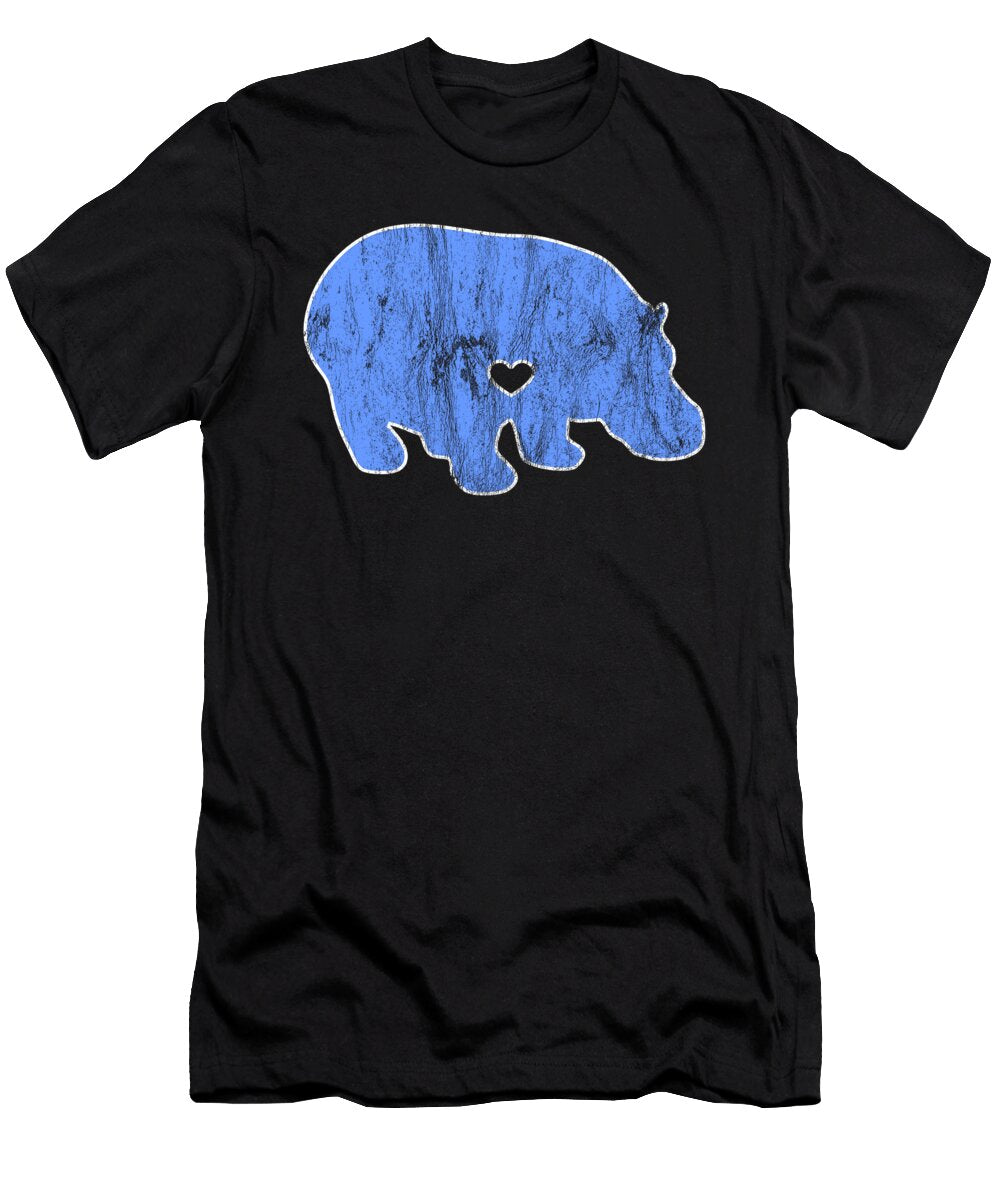 I Love Hippos Cute Hippo Funny Hippopotamus Blue Henry B T-Shirt