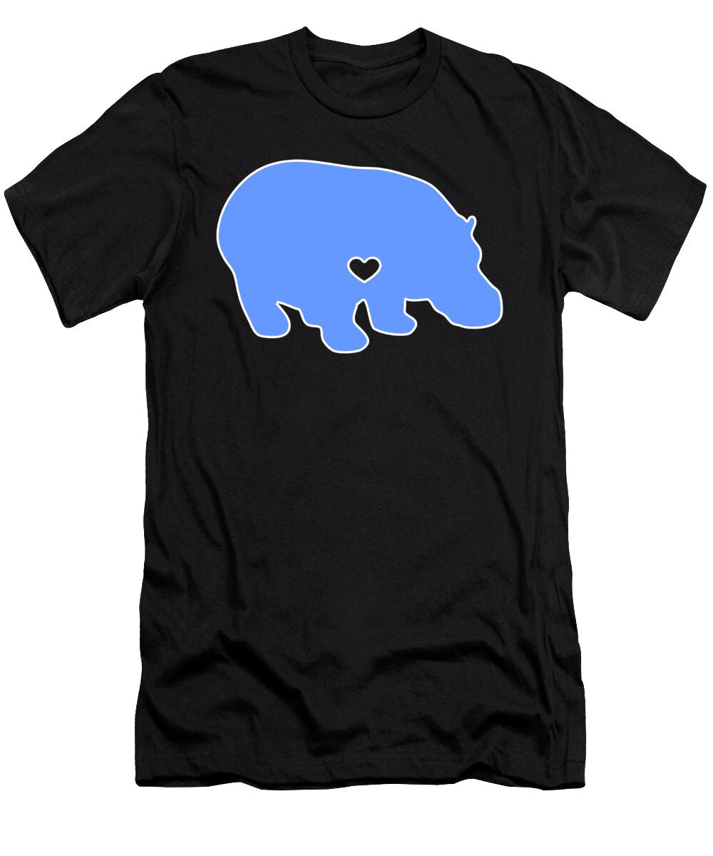 I Love Hippos Cute Hippo Funny Hippopotamus Blue Plain Henry B T-Shirt