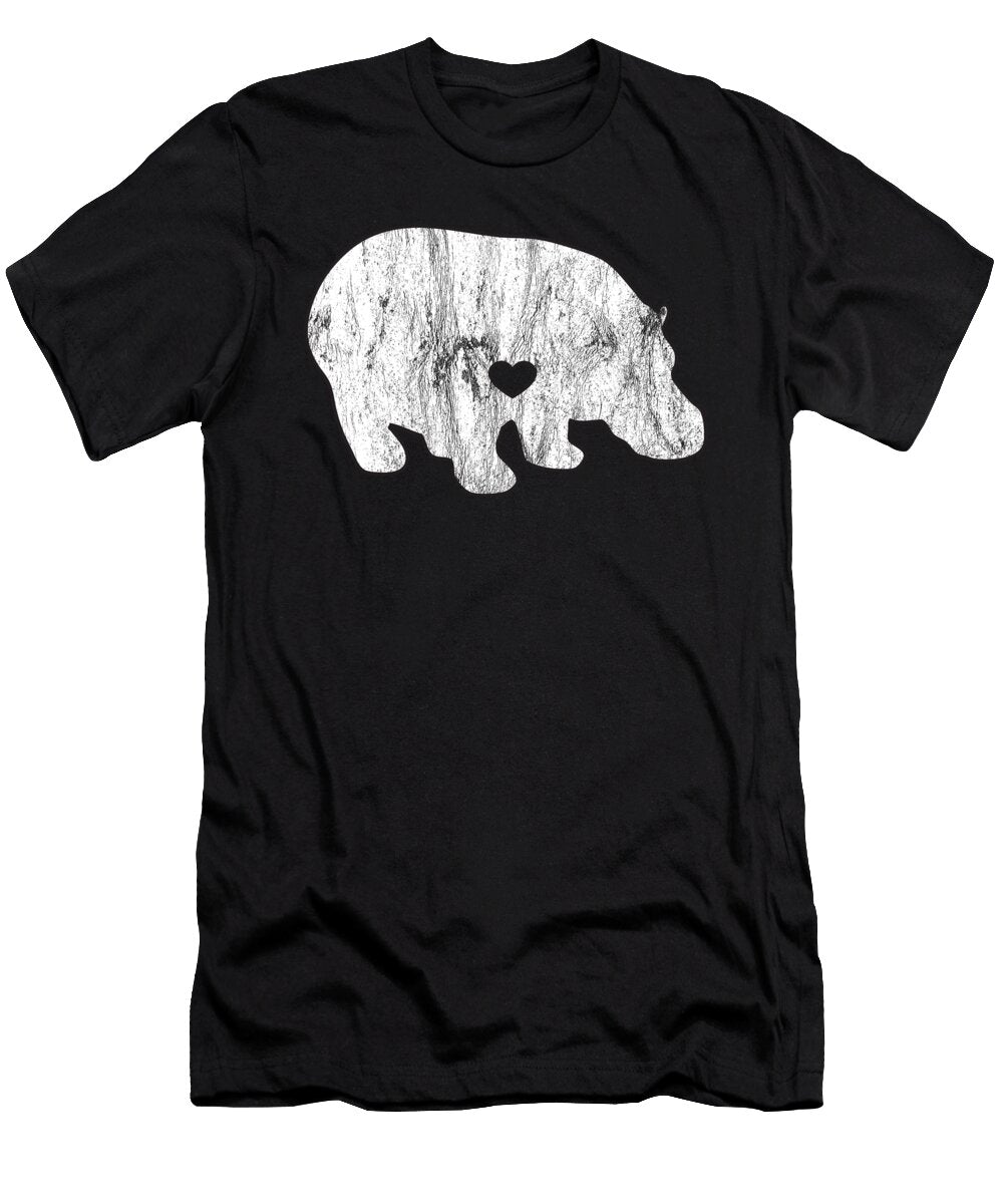 I Love Hippos Cute Hippo Funny Hippopotamus White Distressed Henry B T-Shirt