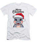No 01 Merry Christmas Cute Baby Hippopotamus Red Santa Hat Baby Hippo Wearing a Santa Hat Christmas Mounir Khalfouf T-Shirt